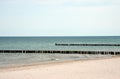 Wooden groynes at baltic sea, germany